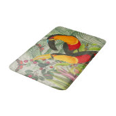 Lebhafte tropische Vögel Kunst Exotischer Dschunge Badematte (Schrägansicht)