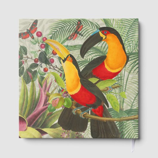 Lebhafte tropische Vögel Kunst Exotischer Dschunge Gästebuch (Rückseite)