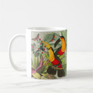 Lebhafte tropische Vögel Kunst Exotischer Dschunge Kaffeetasse