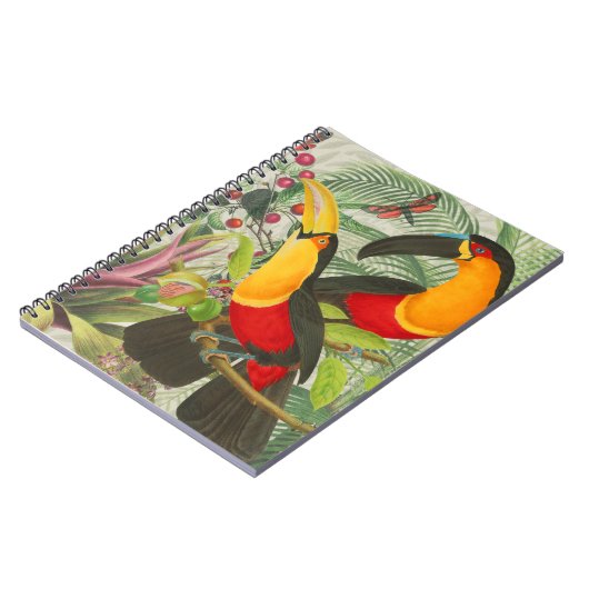 Lebhafte tropische Vögel Kunst Exotischer Dschunge Notizblock (Linke Seite)