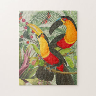 Lebhafte tropische Vögel Kunst Exotischer Dschunge Puzzle