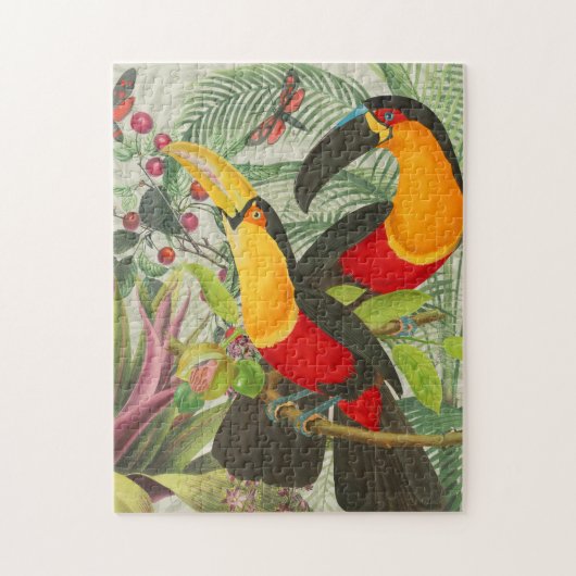 Lebhafte tropische Vögel Kunst Exotischer Dschunge Puzzle (Vertikal)
