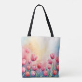 Lebhafte Tulpen Aquarellfarben-Tasche Tasche (Rückseite)