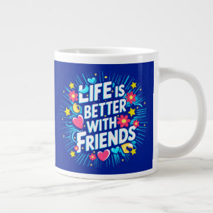 Lebhafte Typografie feiert die Freude der Freunde Jumbo-Tasse