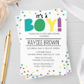 Lebhafte Typografie 'It's a Boy' Baby Shower Einladung