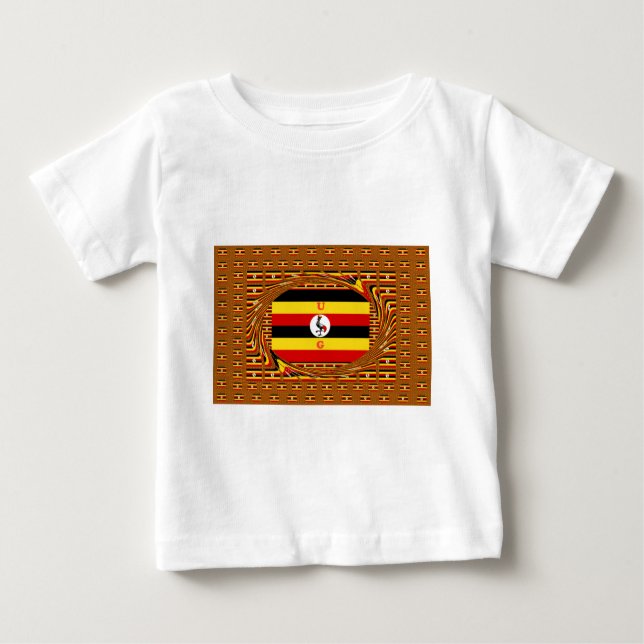 Lebhafte ugandische Flag-Inspirierte Kunst Baby T-shirt (Vorderseite)
