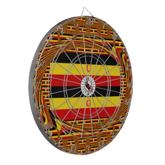 Lebhafte ugandische Flag-Inspirierte Kunst Dartscheibe (Vorderseite Links)