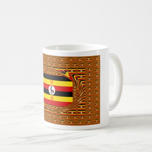 Lebhafte ugandische Flag-Inspirierte Kunst Kaffeetasse (VorderseiteRechts)