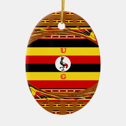 Lebhafte ugandische Flag-Inspirierte Kunst Keramikornament (Vorne)