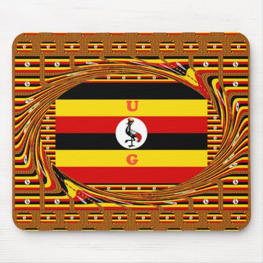Lebhafte ugandische Flag-Inspirierte Kunst Mousepad (Vorne)