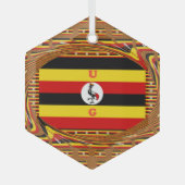 Lebhafte ugandische Flag-Inspirierte Kunst Ornament Aus Glas (Vorderseite)