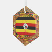 Lebhafte ugandische Flag-Inspirierte Kunst Ornament Aus Glas (Vorderseite Links)