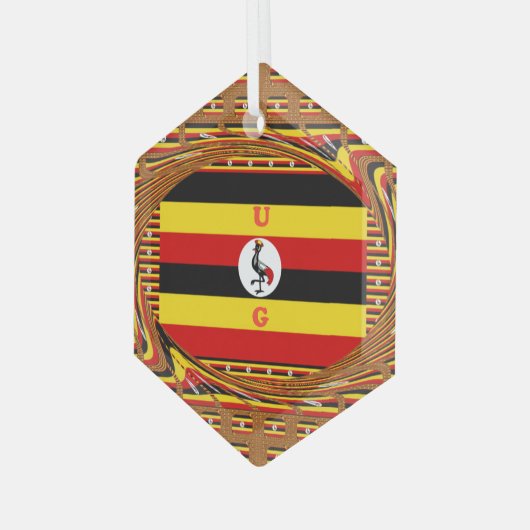 Lebhafte ugandische Flag-Inspirierte Kunst Ornament Aus Glas (Vorderseite Links)
