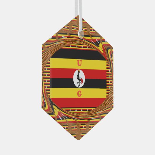 Lebhafte ugandische Flag-Inspirierte Kunst Ornament Aus Glas (Vorderseite Rechts)