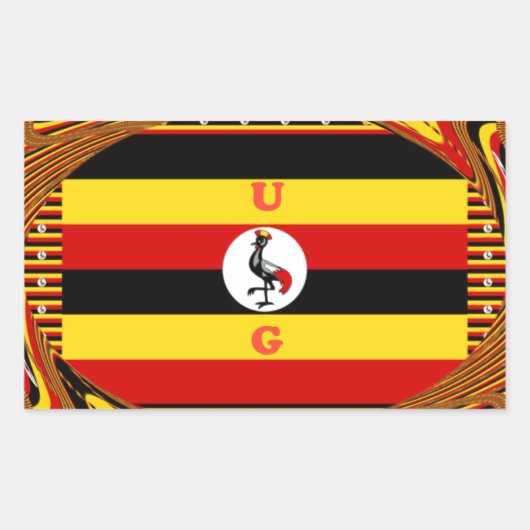 Lebhafte ugandische Flag-Inspirierte Kunst Rechteckiger Aufkleber (Vorderseite)