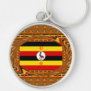 Lebhafte ugandische Flag-Inspirierte Kunst Schlüsselanhänger