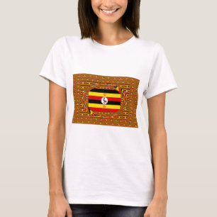 Lebhafte ugandische Flag-Inspirierte Kunst T-Shirt