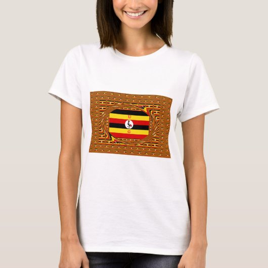 Lebhafte ugandische Flag-Inspirierte Kunst T-Shirt (Vorderseite)