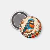 Lebhafte und farbenfrohe Abbildung eines Vogels Magnet (Vorderseite/Rückseite)