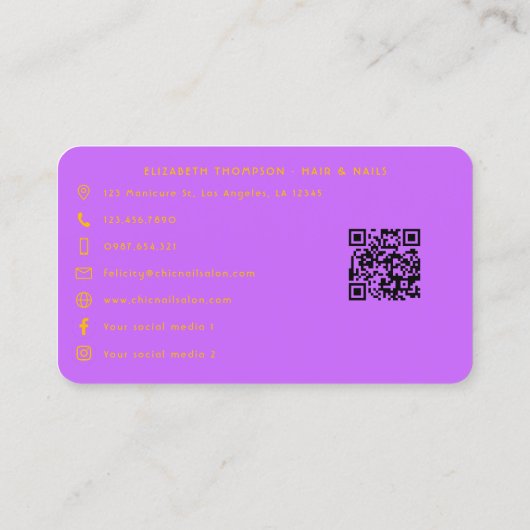 Lebhafte und farbenfrohe Afroamerikanischer Nagelt Visitenkarte (Rückseite)