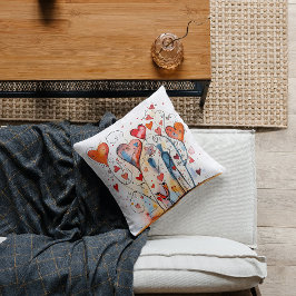 Lebhafte und farbenfrohe Herzen | Glücklich Kissen