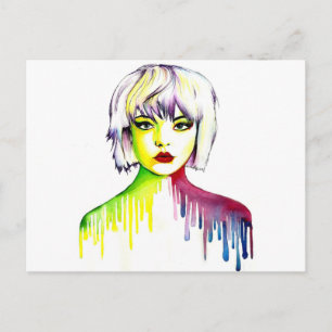 Lebhafte und farbenfrohe Porträtkunst Postkarte