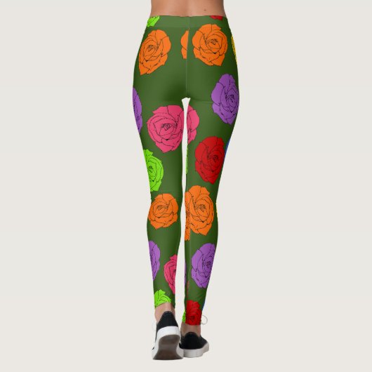 Lebhafte und farbenfrohe Rose - Grün Leggings (Rückseite)