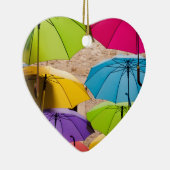 Lebhafte und farbenfrohe Sonnenschirme Keramik Ornament (Rechts)