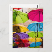 Lebhafte und farbenfrohe Sonnenschirme Postkarte (Vorne/Hinten)