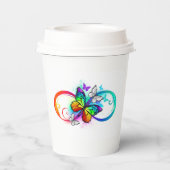 Lebhafte Unendheit mit Regenbogenschmetterling Pappbecher (Rückseite)