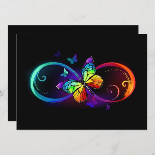 Lebhafte Unendlichkeit mit Regenbogenschmetterling Ankündigung (Vorne/Hinten)