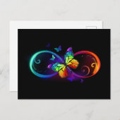 Lebhafte Unendlichkeit mit Regenbogenschmetterling Ankündigungspostkarte (Vorne/Hinten)