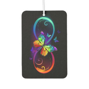 Lebhafte Unendlichkeit mit Regenbogenschmetterling Autolufterfrischer