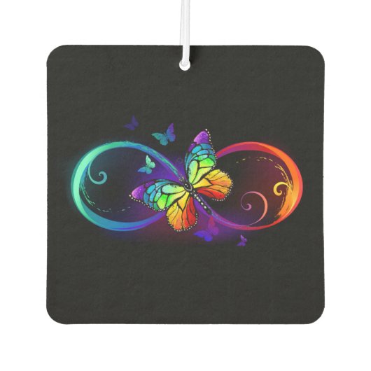Lebhafte Unendlichkeit mit Regenbogenschmetterling Autolufterfrischer (Vorderseite)
