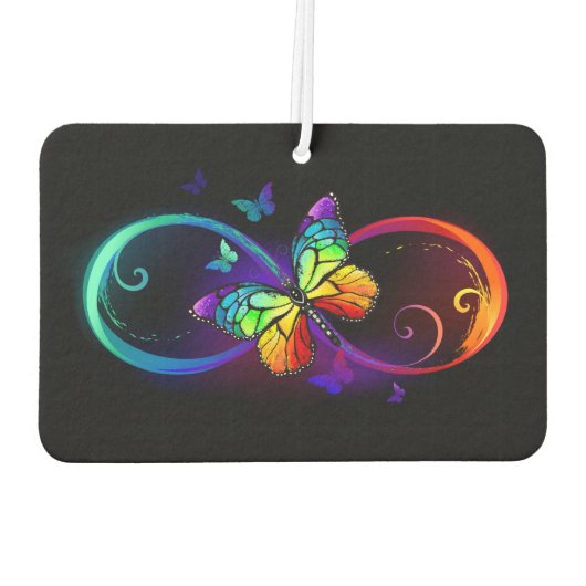 Lebhafte Unendlichkeit mit Regenbogenschmetterling Autolufterfrischer (Rückseite)