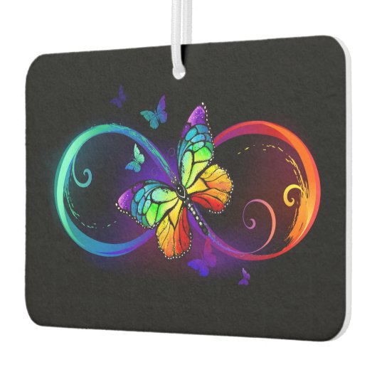 Lebhafte Unendlichkeit mit Regenbogenschmetterling Autolufterfrischer (Links)