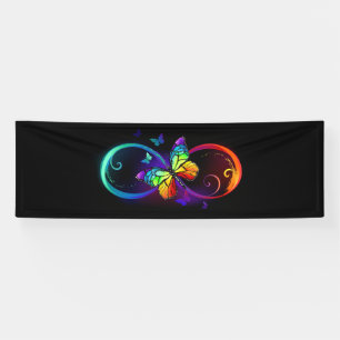 Lebhafte Unendlichkeit mit Regenbogenschmetterling Banner