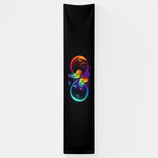 Lebhafte Unendlichkeit mit Regenbogenschmetterling Banner (Vertikal)