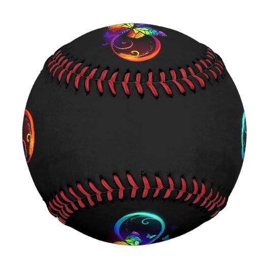 Lebhafte Unendlichkeit mit Regenbogenschmetterling Baseball (Vorderseite)