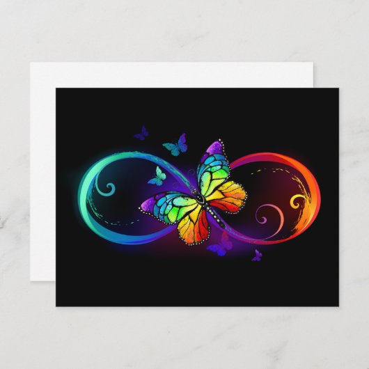 Lebhafte Unendlichkeit mit Regenbogenschmetterling Begleitkarte (Vorne/Hinten)