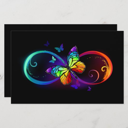 Lebhafte Unendlichkeit mit Regenbogenschmetterling Briefpapier (Vorne/Hinten)