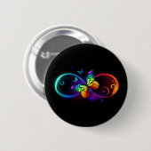 Lebhafte Unendlichkeit mit Regenbogenschmetterling Button (Vorne & Hinten)