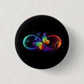 Lebhafte Unendlichkeit mit Regenbogenschmetterling Button (Vorderseite)