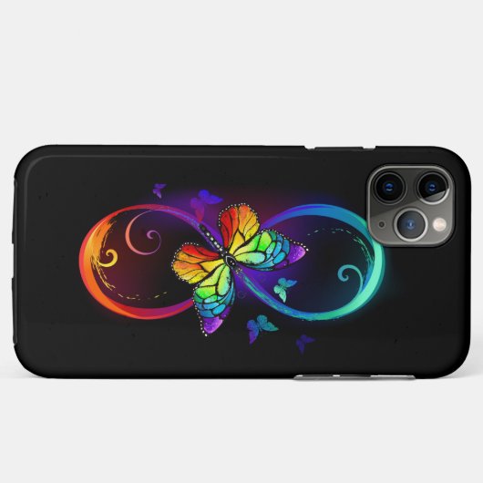 Lebhafte Unendlichkeit mit Regenbogenschmetterling Case-Mate iPhone Hülle (Rückseite (Horizontal))