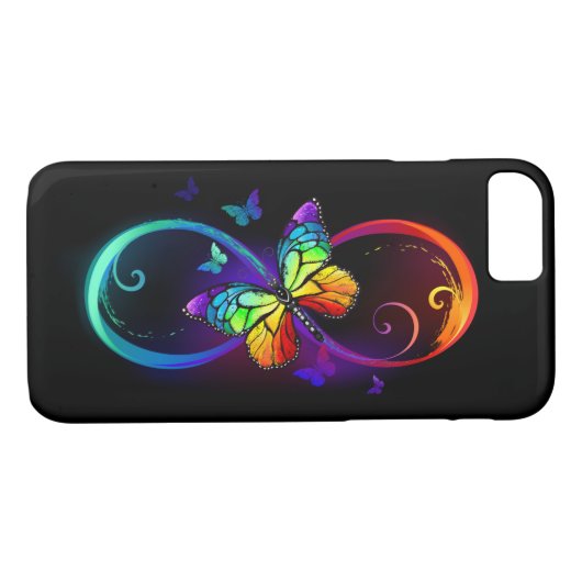 Lebhafte Unendlichkeit mit Regenbogenschmetterling Case-Mate iPhone Hülle (Rückseite (Horizontal))