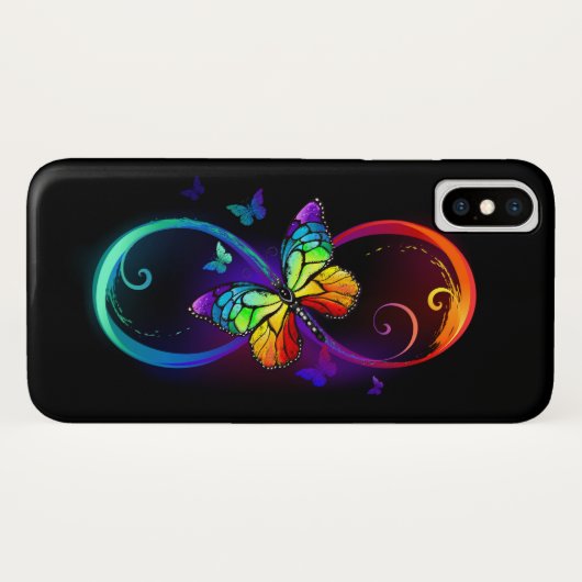Lebhafte Unendlichkeit mit Regenbogenschmetterling Case-Mate iPhone Hülle (Rückseite (Horizontal))