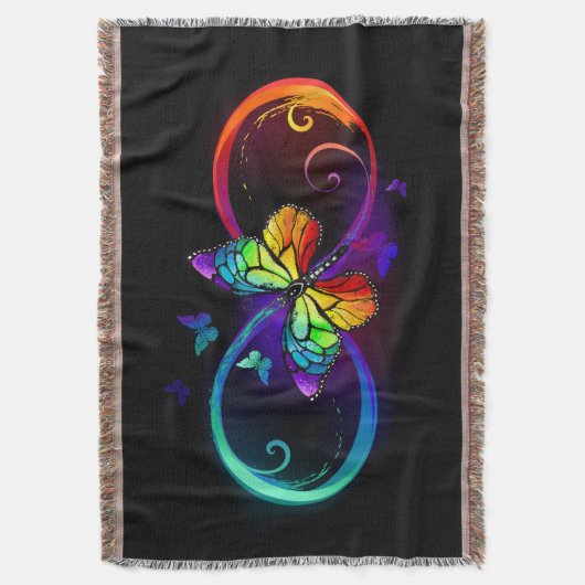 Lebhafte Unendlichkeit mit Regenbogenschmetterling Decke (Vorderseite Vertikal)