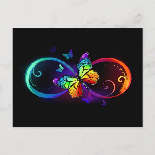 Lebhafte Unendlichkeit mit Regenbogenschmetterling Einladungspostkarte (Vorderseite)