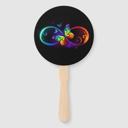 Lebhafte Unendlichkeit mit Regenbogenschmetterling Fächer (Rückseite)