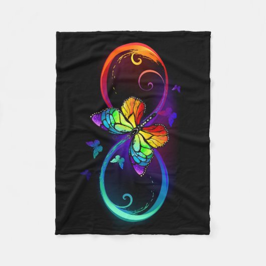 Lebhafte Unendlichkeit mit Regenbogenschmetterling Fleecedecke (Vorderseite)